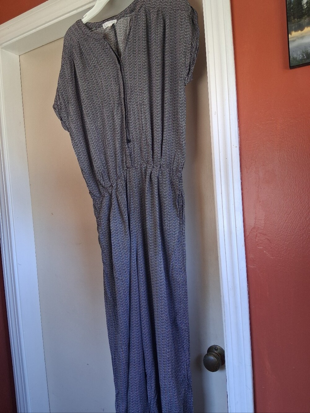 Vintage Grey Patterned One-Piece Jumpsuit